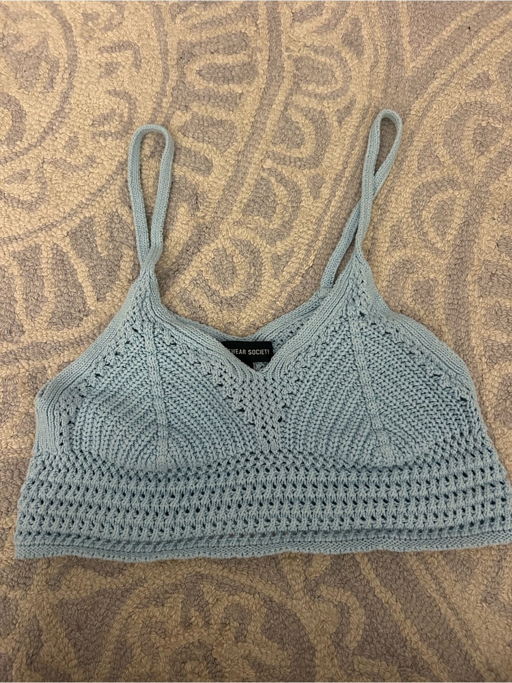 Streetwear Society Women’s Pale Blue V-Neck Knit Sweater